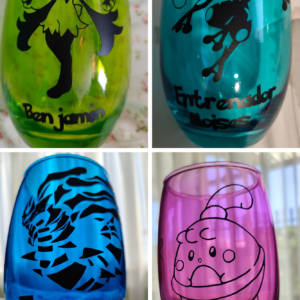 Pack de 4 Vasos de Vidrio Personalizados - Anime y Pokémon